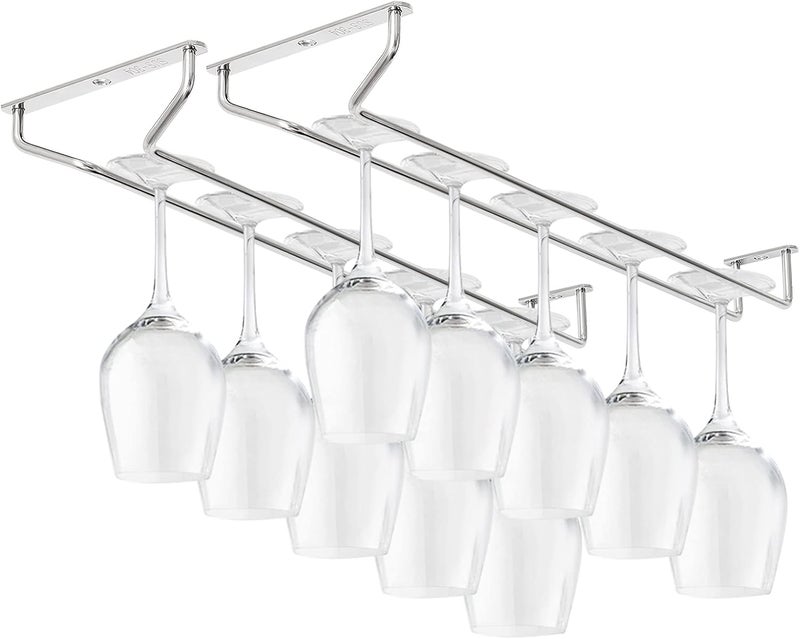 CUKE2BEET 15.7 Inch Stainless Steel Wine Glasses Rack Under Cabinet Stemware Rack, Rust Resistant - Image 1